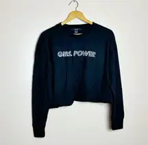 Black Boutique Girl Power Graphic Print Crewneck Top Size M NWT