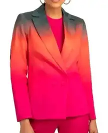 Trina Turk Ryka Blazer Size 14 Ombre‎ Green Pink Red Career Party Statement READ