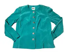 Leslie Fay Turquoise Blazer with Silver Buttons vintage