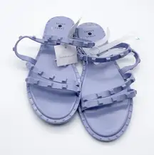 NWT Shade & Shore Woman's Sz 7 Purple Studded Strappy Flat Beach Sandals‎
