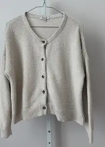 Madewell Textured Button Front Cardigan Sweater Oatmeal Beige Size L