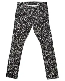 RUDE Super Skinny Jeans Black White Skull Baroque Print Size 32 Punk Grunge Goth
