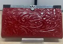 Patricia Nash Wallet Framed Tooled Cauchy Lava Red