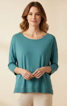 Soft‎ Surroundings Teal Oversized 3X Dolman Sleeve Relaxed Fit Knit Top Pullover