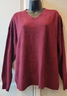 Nine West NWT  Sweater women's XL Fuchsia V-neck pullover Long sleeves.