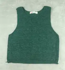 Free People Beach Green Top Sweater Vest Linen Blend Size S Small