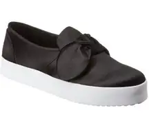 Black Satin Bow Slip-On Sneakers