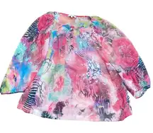 🦃 Alexandria Pierce Sheer Artsy Blouse Size Large