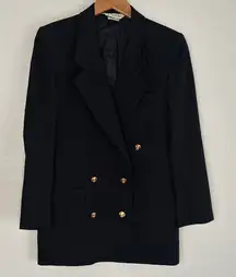Vintage Austin Reed Black Blazer Gold Buttons Women’s Size 6 Nautical Preppy