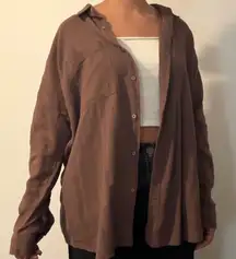 brown cotton on button up shirt