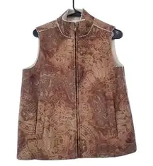 Jones New York Sport Suede Western Print Shearling Vest Jacket