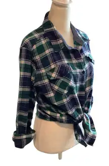 Ci Sono Blue and Green Plaid Button-Down Long Sleeve Shirt Size S