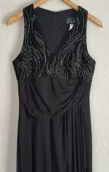 Alex Evenings Black Sleeveless Maxi Formal Dress Glitter Gala Event Holiday