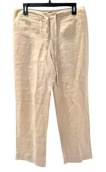 Charter Club Linen Pants 8P Petite Classic Fit Drawstring Beige