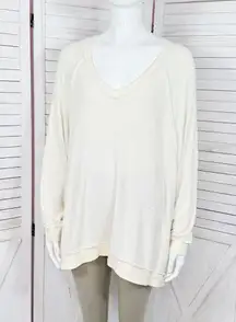 Free People Take It Off Inside Out Raglan Slouchy Sweatshirt Ivory XS