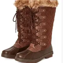 NIB‎ Womens shoedizzle Chocolate & Tan Marley Duck Boot- size 5.5