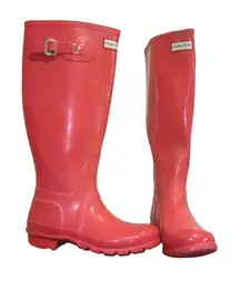 Hunter Pink Original Gloss Rain Boots Sz 5F