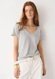 J.Crew  Perfect Fit Tee Gray V Neck Short Sleeves Size Large