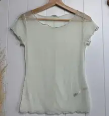 Free People top Small mesh baby tee polka dots shirt