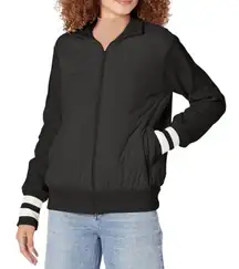 P.J. Salvage Black Quilted Babe Jacket Ribbed Knit Sleeve Varsity‎ Bomber Medium