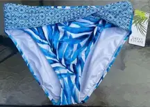 NEW Bikini Bottom Women’s 16 Tropical Escape Twist Waist Blue Tropical Print