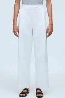 Madewell Pull On Straight Crop Pant Cotton Linen Blend Eyelet White Size 4 NWT