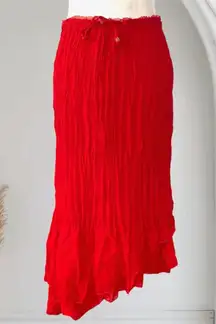 Romantic Goth Whimsigoth Asymmetric Frilly Red Layered Midi Skirt One Size