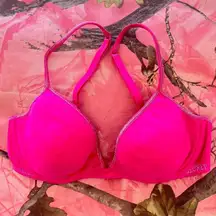 victoria's secret pink y2k sparkly push up bra hot pink