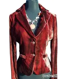 Cache Cranberry Velvet Dip-Dye Jacket Coat Top New Lined $178 NWT Textured
