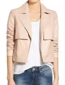 Women's Blush Pink Crop Leather Jacket by Halogen Size Medium