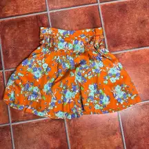 Anthropologie Elevenses Orange Floral Casual Shorts