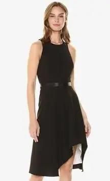 Calvin Klein NWT $140 ‎ Black Classy Flare Dress W/ Belt ( 8 )