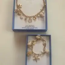 House of Harlow 1960 viral Gold Shell and Pearl Necklace and Bracelet Set