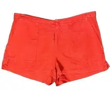 C&C California  Women’s Size S Red Orange Cotton Linen Blend Button Up Shorts