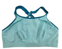 Cacique blue green plus size crisscross X back easy to wear bralette size 14 /16