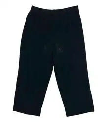 Chico's  Travelers Size 1 US 8 M Black Pants Elastic Waist Pull On Slinky Crop Leg