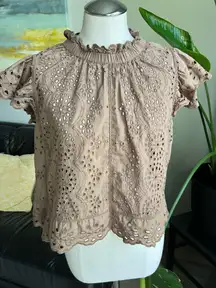 Brown eyelet top