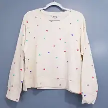 WildFox Oatmeal Hearts Print Sweatshirt and Short Lounge Set Co-Ord Sets