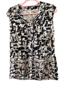 Dana Buchman Abstract‎ Print Sleeveless Top Blouse Casual Elegant L