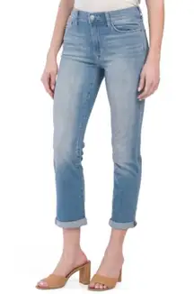 Hudson Blair High Rise Rolled Cuff Straight Crop Light Wash Jeans | Blue | 27