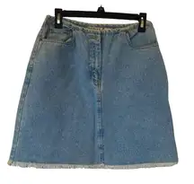 Vintage Bill‎ Blass Denim Skirt Womens  4P Light Blue Knee Length Raw Hem. Nice!