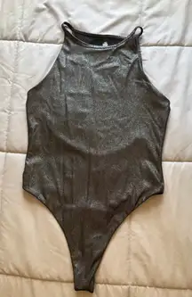 Victoria Sport Spandex Metallic and Mesh Thong Bodysuit Size Medium