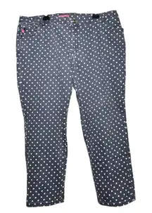 Woman Within Polka Dot Jeans Womens 22W Natural Fit Blue White Denim Pants