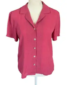 Tommy Bahama short sleeve pink collared button up silk shirt Small 4-6