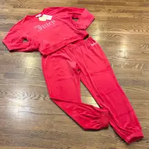 Juicy Couture NWT red velour loungewear, jogger style, Coco Red, M