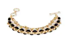 International Concepts Imitation Pearl Ribbon Bracelet in Gold MSRP $30 NWT