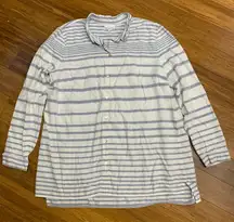 J.Jill Striped Button Down Shirt Long Sleeve Cotton Casual Top Women's Large