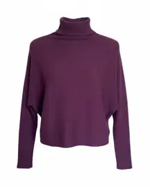 Magaschoni Mock Neck Ribbed Sweater Purple Long Sleeve Relaxed‎ Cozy Fit Fall S