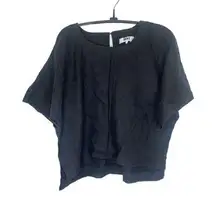 DKNY Pure Linen Crop Wide Leg Pants & Short Sleeve Top Set EUC Sz S/M Black