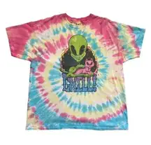 Isaac Morris Tie Dye Chillin Alien Cat Graphic T Shirt size XXL